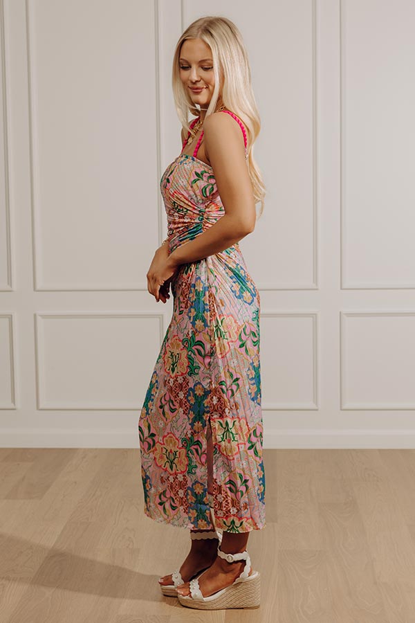 Blooming Smiles Floral Pleated Midi Dress Image - 2