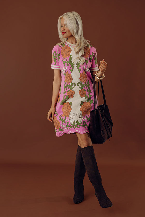 Love Me In Florals Knit Mini Dress Image - 1
