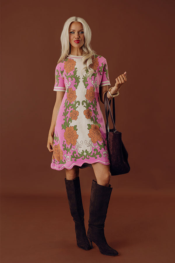 Love Me In Florals Knit Mini Dress Image - 1