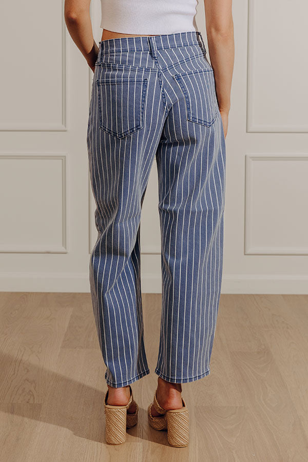 JUST USA Tobi Midrise Stripe Barrel Leg Jean Image - 3