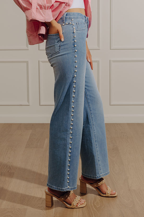 The Perla High Waist Embellished Wide Leg Jean Image - 2