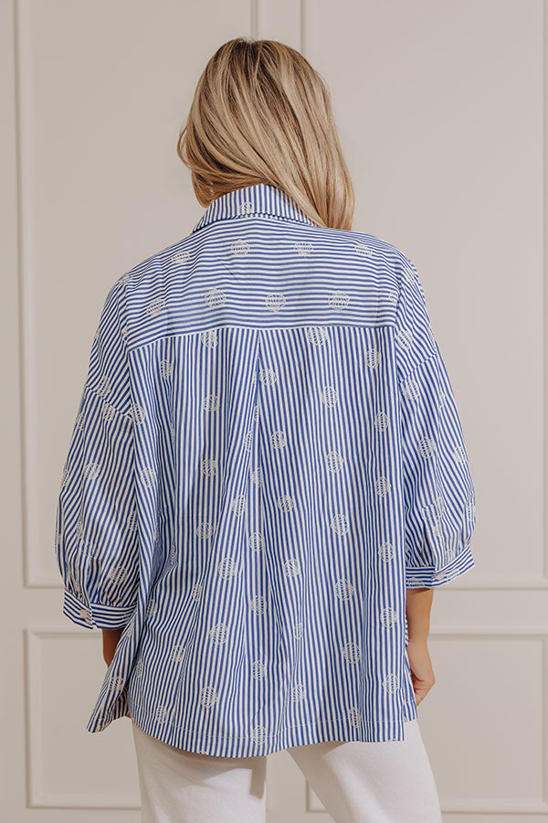 Beachcomber Chic Embroidered Oversized Button Up Top Image - 5