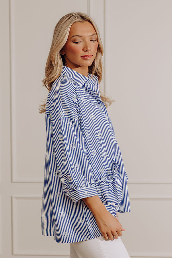 Beachcomber Chic Embroidered Oversized Button Up Top Image - 4