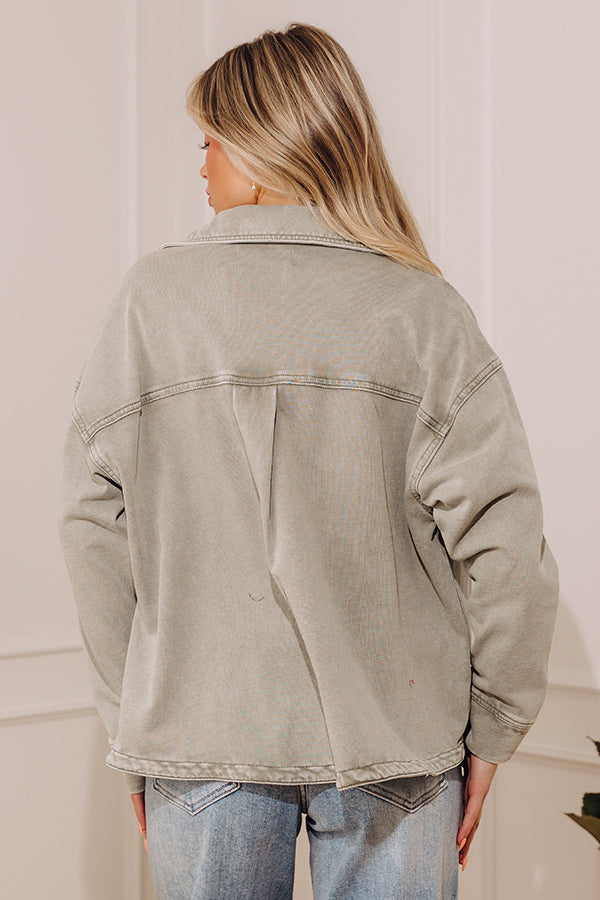 Always Easygoing Vintage Wash Terry Jacket in Sage Image - 4