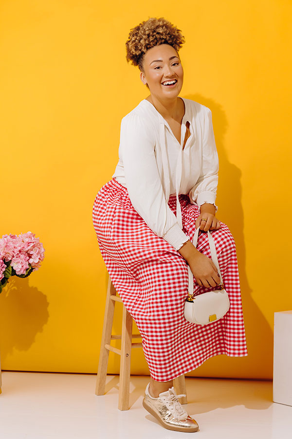 Picnic Crush High Waist Gingham Midi Skirt Curves Image - 1