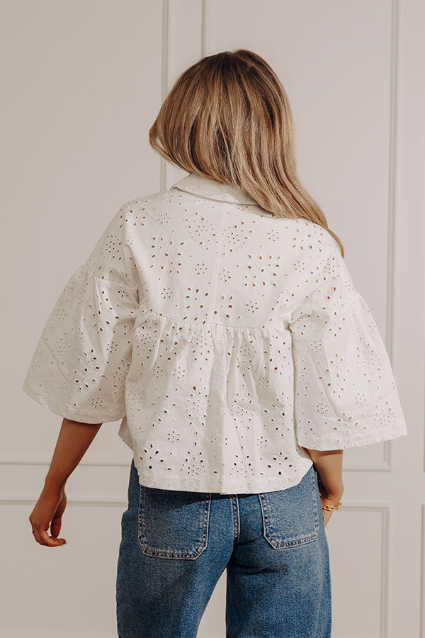 Airy Romance Eyelet Button Up Top Image - 3