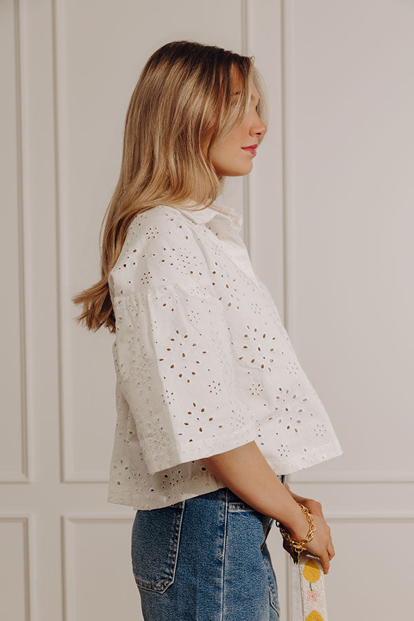 Airy Romance Eyelet Button Up Top Image - 2