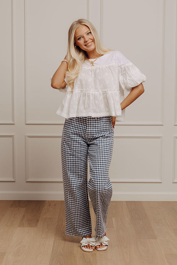 JUST USA Lulu High Waist Gingham Barrel Leg Jean Image - 3