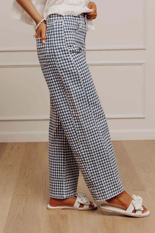 JUST USA Lulu High Waist Gingham Barrel Leg Jean Image - 5