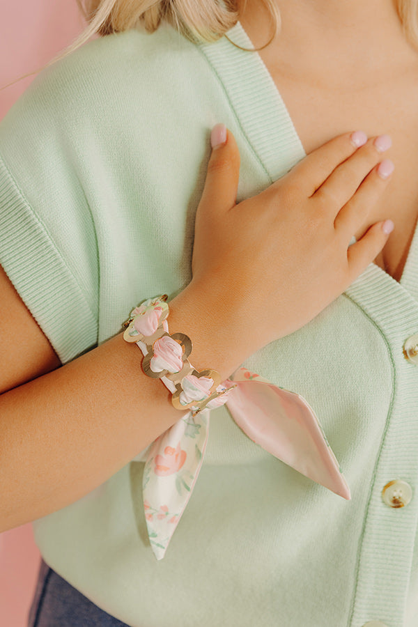 First Class Chic Scarf Cuff Bracelet in Pink Image - 1