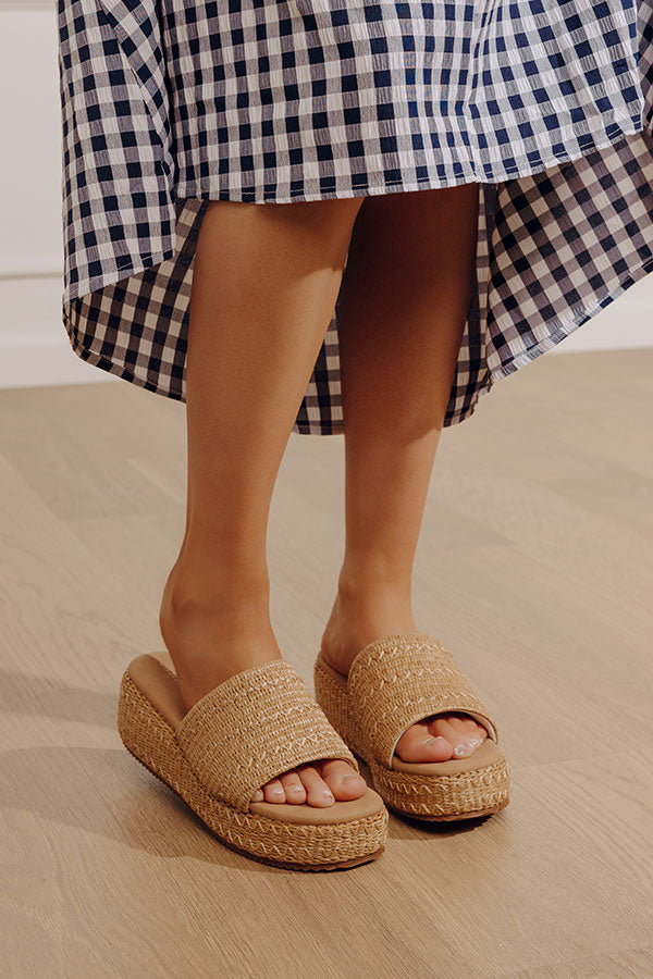 The Taniya Raffia Woven Platform Wedge