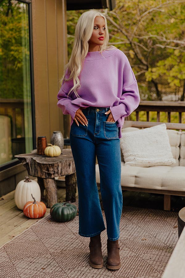 Casual Cutie Knit Sweater in Violet Image - 2