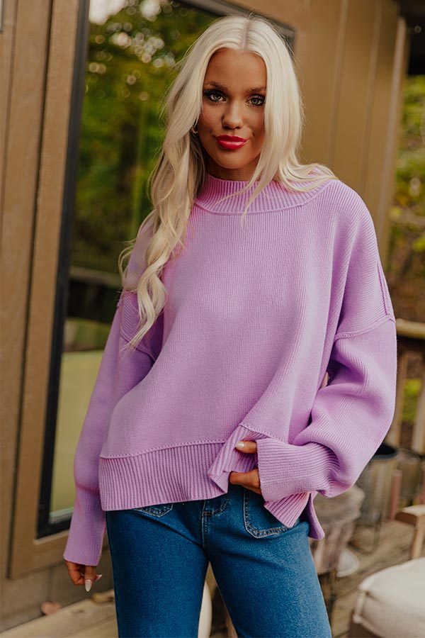Casual Cutie Knit Sweater in Violet Image - 1