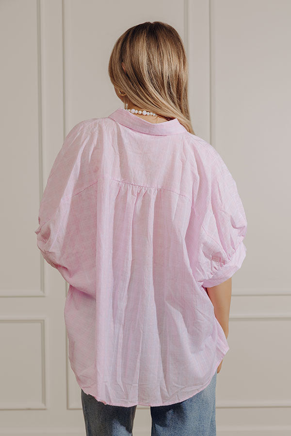 Cheerful Check Oversized Button Up Top Image - 3