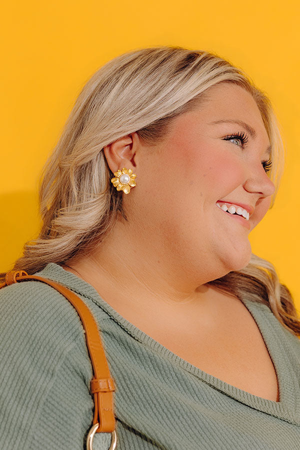 Susan Shaw Marigold Pearl Stud Earrings