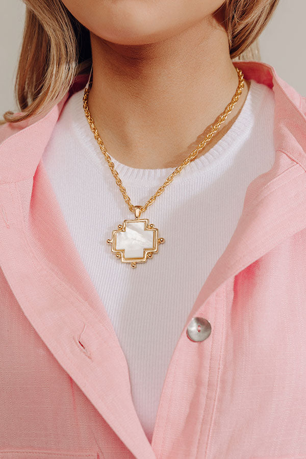 Susan Shaw Mother of Pearl Cross Necklace Image - 2