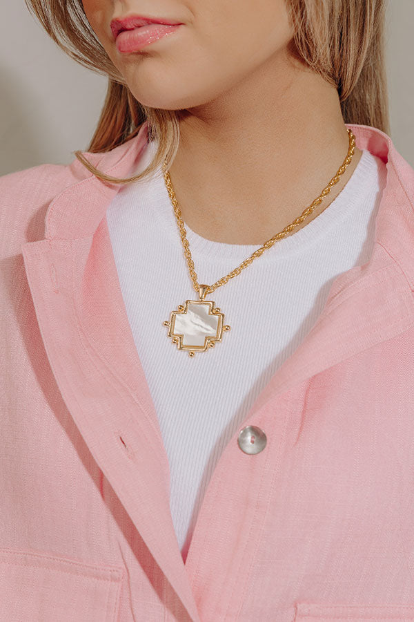 Susan Shaw Mother of Pearl Cross Necklace Image - 1