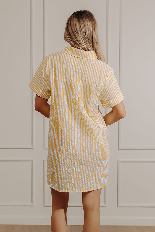 Summer in Stripes Seersucker Mini Dress in Yellow Image - 3
