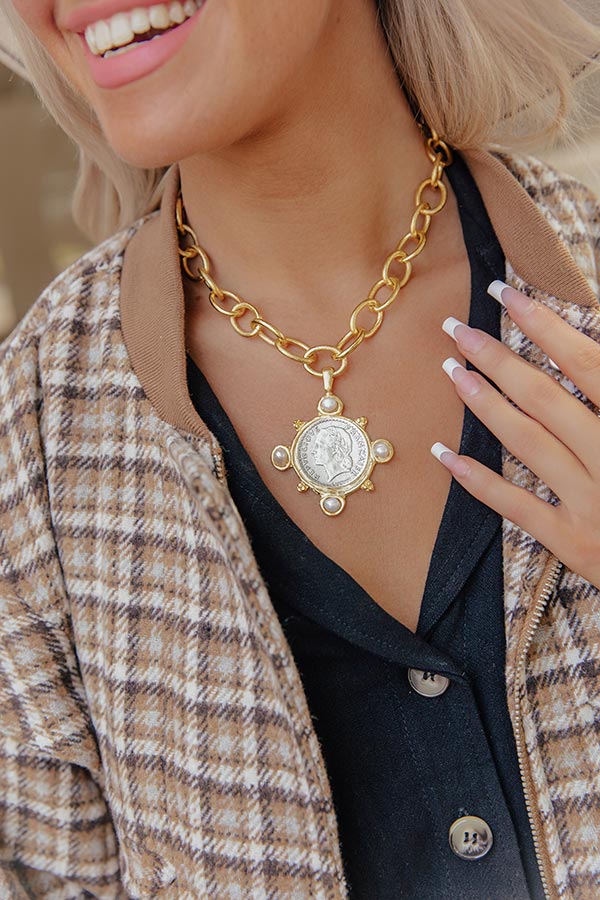 Susan Shaw French Coin and Freshwater Pearl Necklace Image - 1