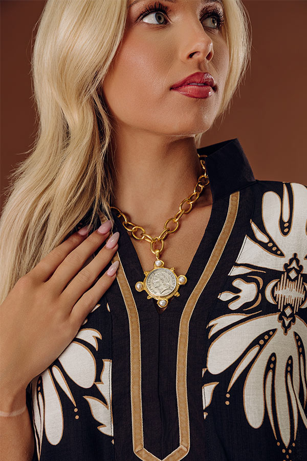 Susan Shaw French Coin and Freshwater Pearl Necklace