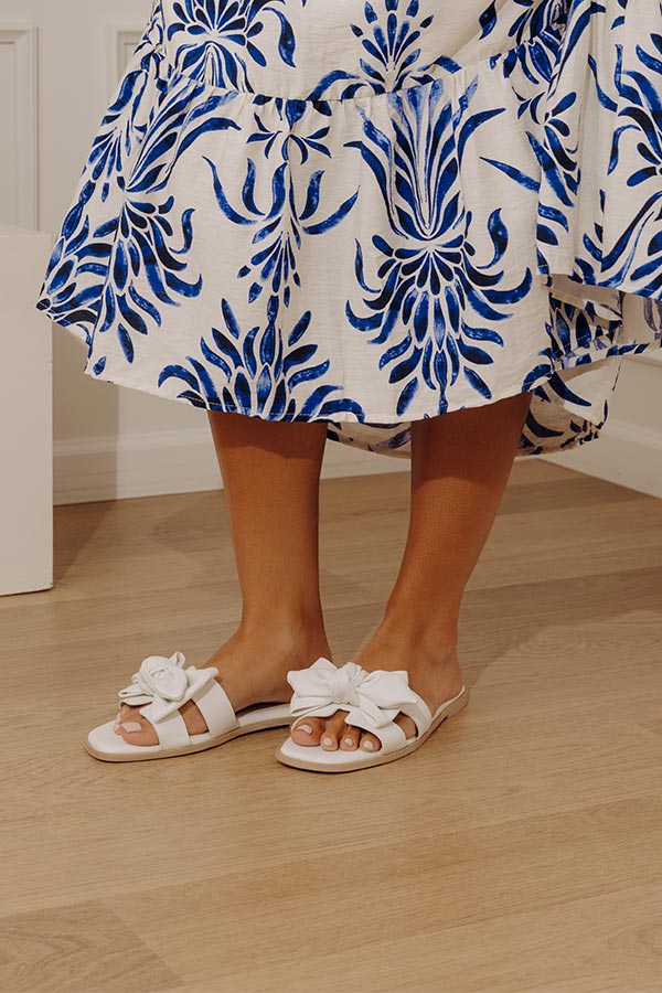 The Ginny Faux Leather Sandal in White