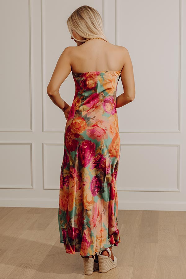 Boho Energy Floral Satin Maxi Dress in Sage Image - 3