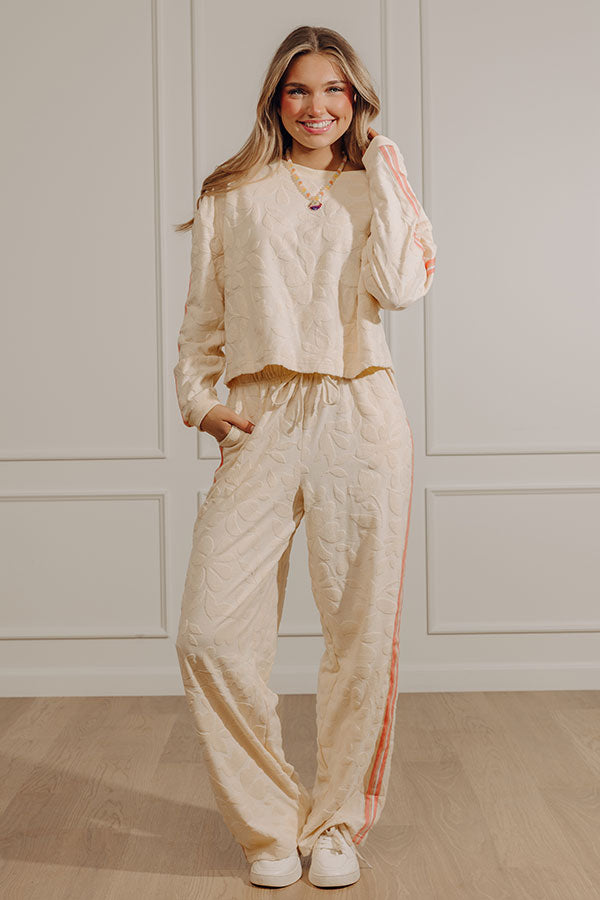 Soft Blooms High Waist French Terry Knit Pants Image - 1