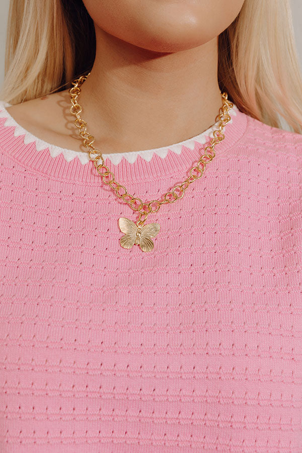 Susan Shaw Butterfly Pendant Chain Necklace Image - 2