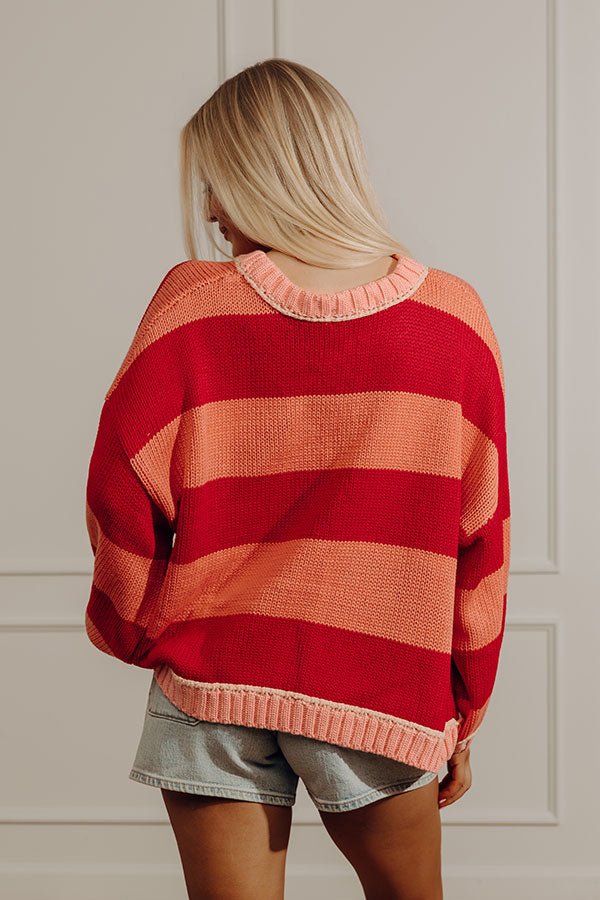 Coastal Ease Knit Sweater in Coral Pink Image - 3