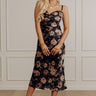 Garden At Midnight Floral Satin Midi Dress Image - 1