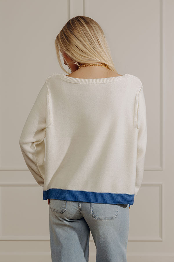 Salty Sea Embroidered Knit Sweater Image - 3