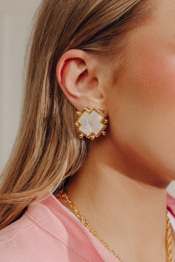 Susan Shaw Mother of Pearl Cross Stud Earrings