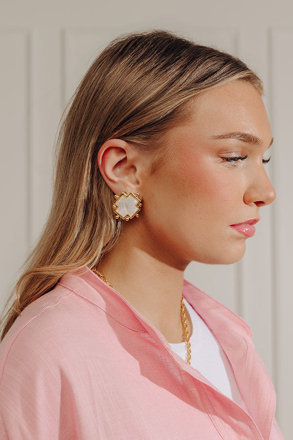 Susan Shaw Mother of Pearl Cross Stud Earrings Image - 2