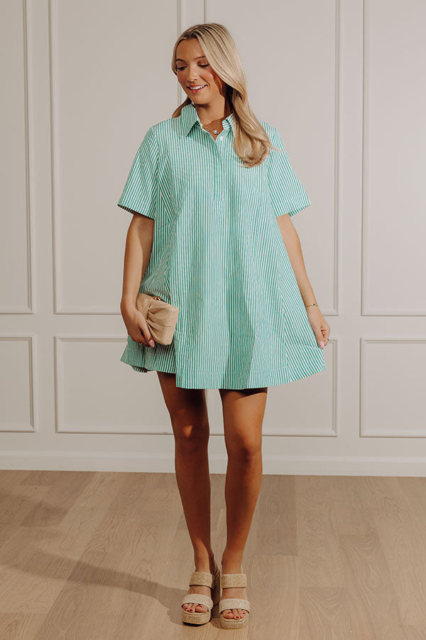Fresh Lines Stripe Mini Dress in Green M / Green Fresh Lines Stripe Mini Dress in Green M / Green