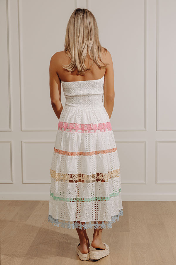 Twirl On The Terrace Eyelet Tiered Midi Dress Image - 4