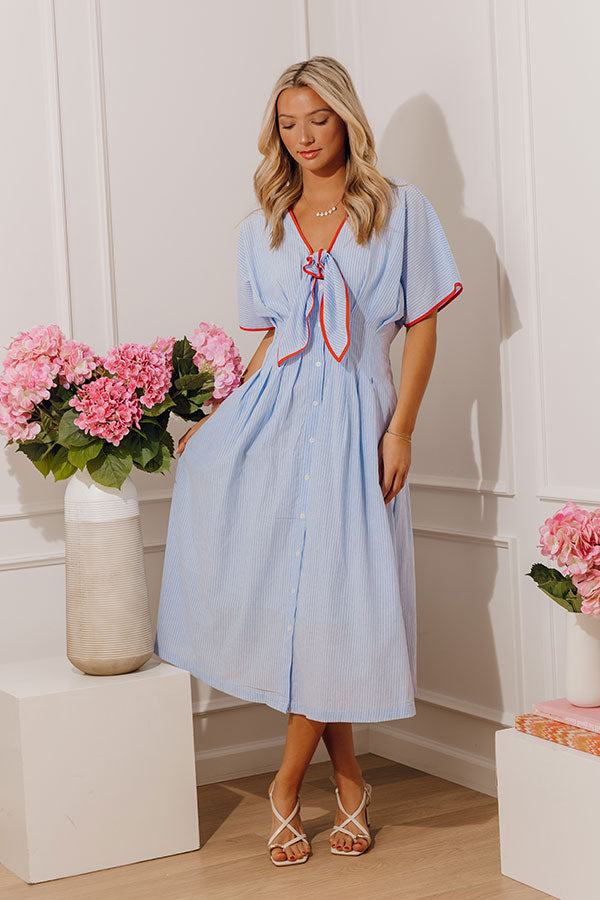 Shoreline Stripes Button Down Midi Dress Image - 1