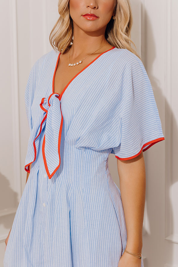Shoreline Stripes Button Down Midi Dress Image - 4