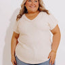 Casual Brunch Ribbed Top in Cream Curves Image - 1