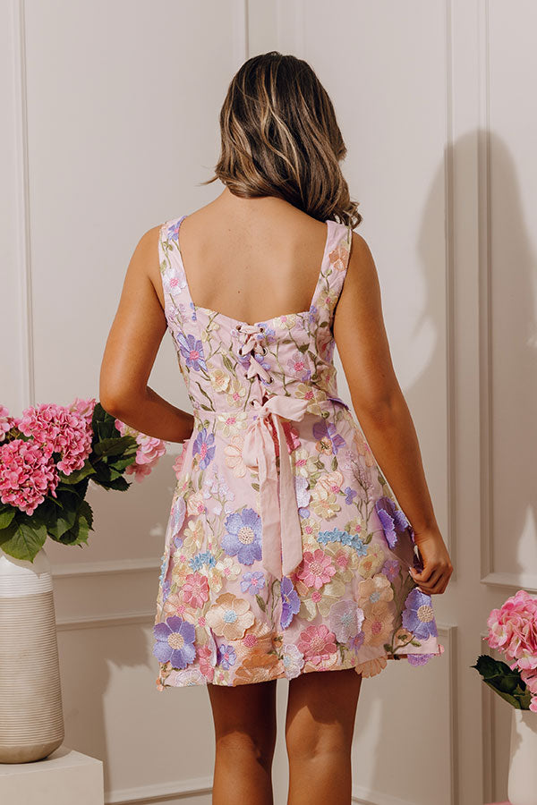 pink floral applique mini dress Fleurine Hot Pink Floral Appliqu Mini Dress, M / Pink