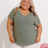 Casual Brunch Ribbed Top in Sage Curves Image - 1