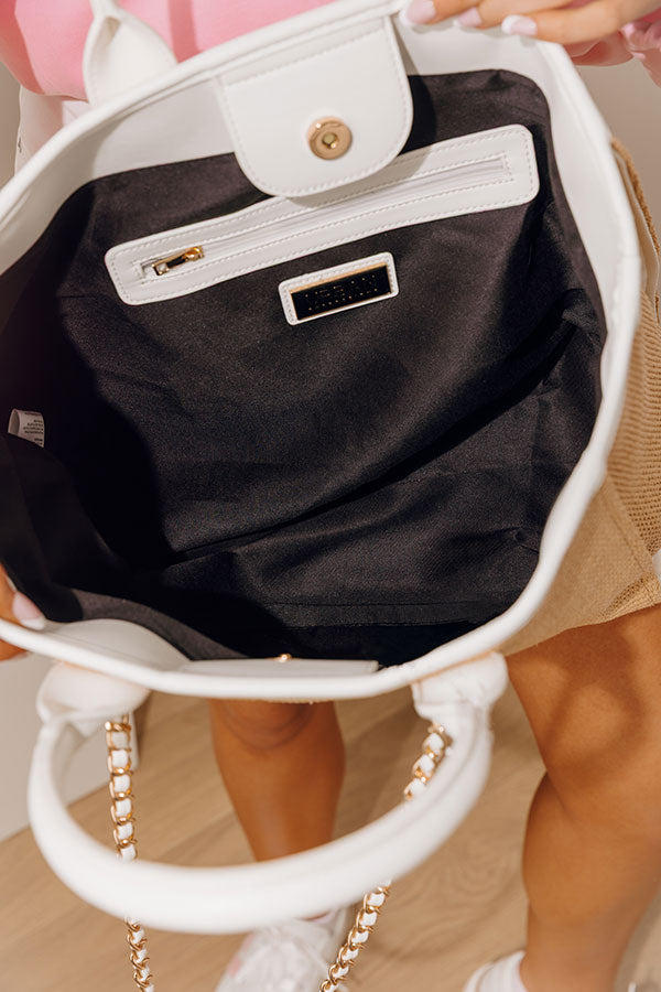 Jaxon Straw Woven Tote in White Image - 2