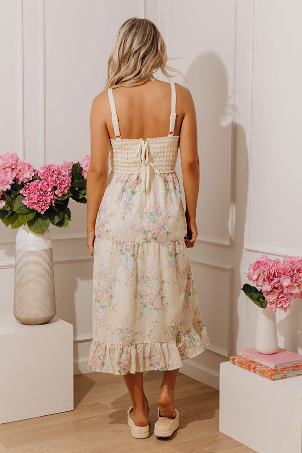Fields Of Grace Floral Eyelet Midi Dress S / French Vanilla Fields Of Grace Floral Eyelet Midi Dress S / French Vanilla