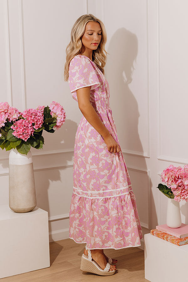 Santorini Bliss Floral Maxi Dress in Violet Image - 3