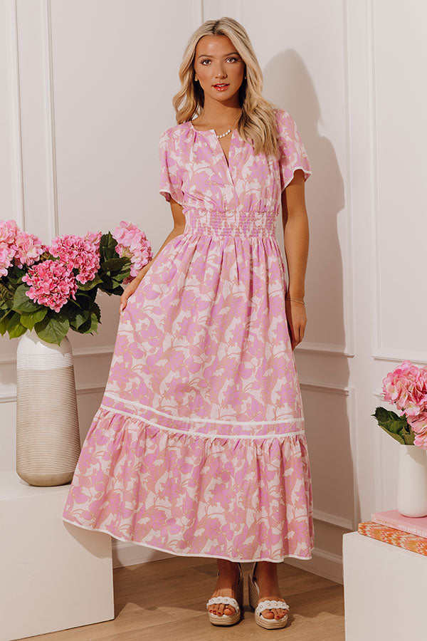 Santorini Bliss Floral Maxi Dress in Violet Image - 5