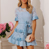 Tea Garden Party Lace Tiered Mini Dress in Sky Blue Image - 1