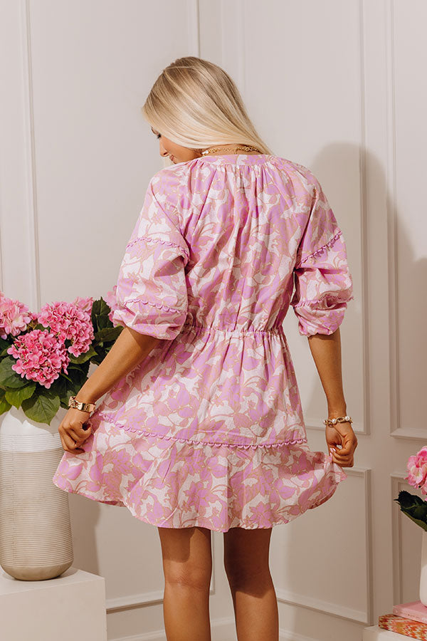 French Garden Floral Mini Dress in Violet Image - 4