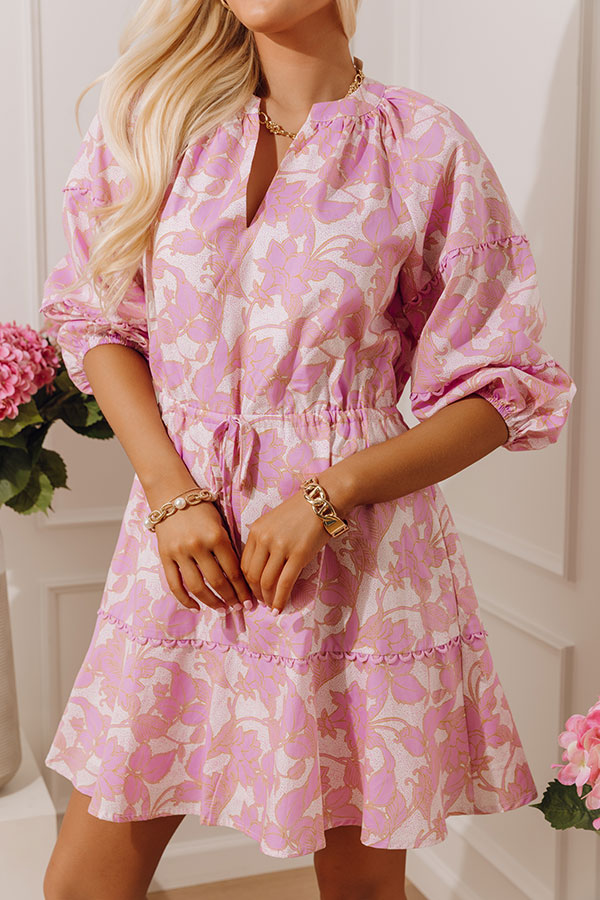 French Garden Floral Mini Dress in Violet Image - 2