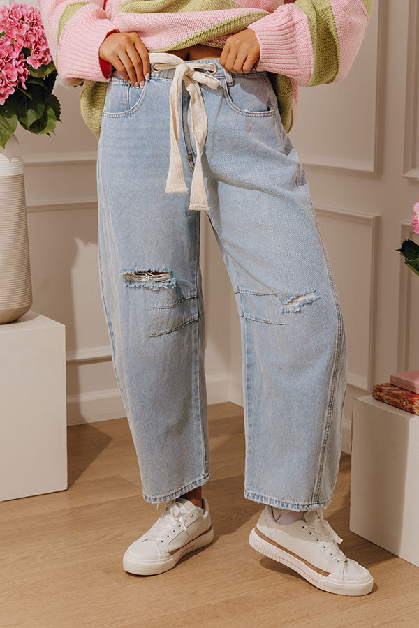 The Olivia Midrise Distressed Barrel Leg Jean