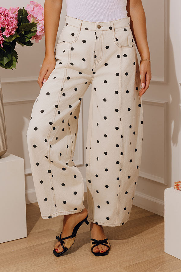 Spotted Around Town High Waist Barrel Leg Jean in Black