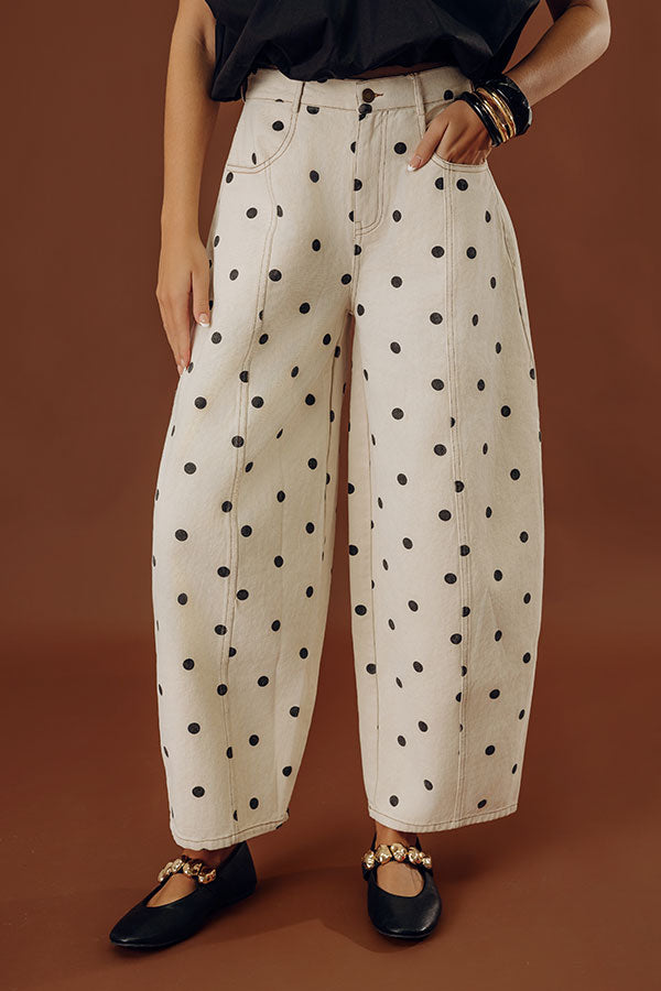 Spotted Around Town High Waist Barrel Leg Jean in Black Image - 1